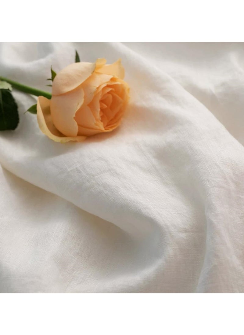 JewelOnPalette 100% Pure Linen Fabric, 58" Wide Linen Material for Cut by The Yard for Dress, Blouse, Shirt, Craft and Embroidery - White  - Image 1