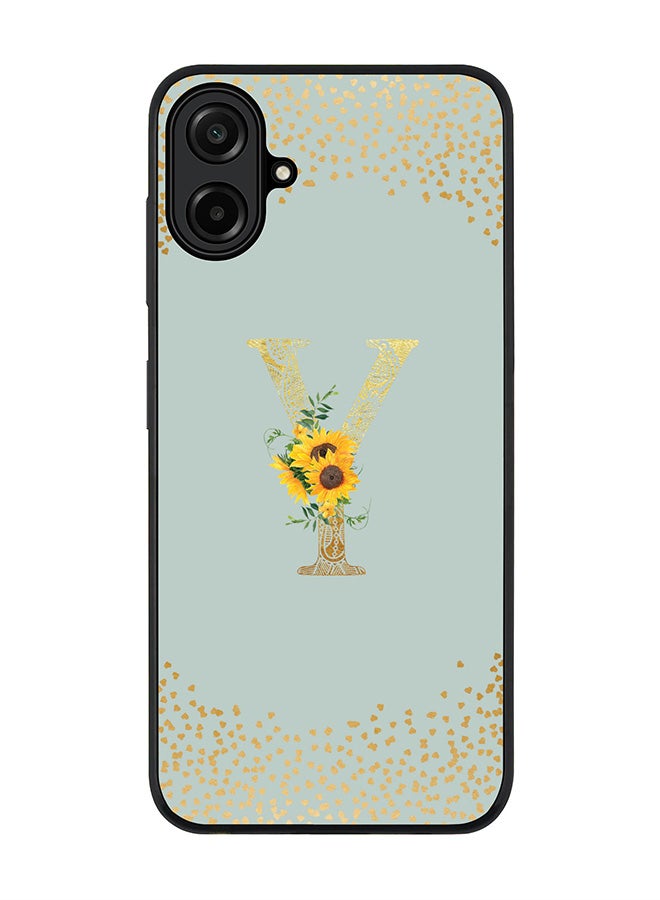 Stylizedd For Samsung Galaxy A07 4G Case,Slim fit Camera Protection, Shockproof Thin Phone cover  - Custom Floral Monogram - Y  (Light Grey )