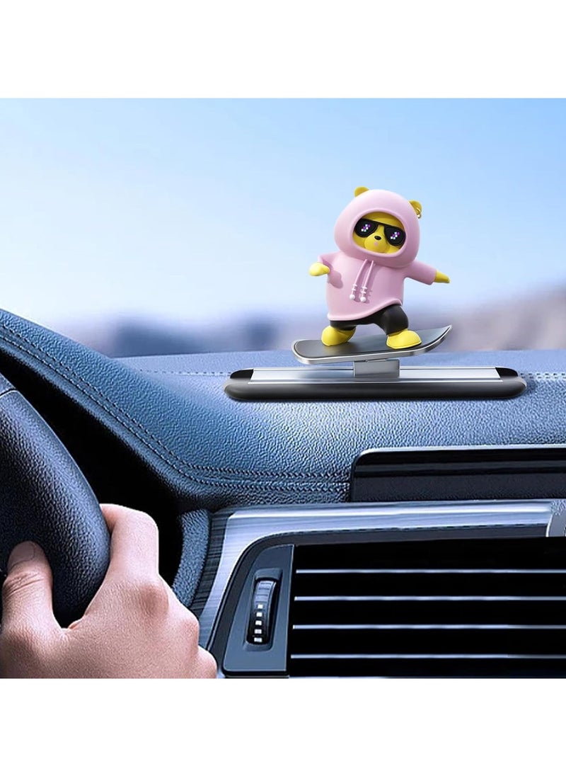 Cutie Cute Car Skateboard Sliding Teddy Ornaments Funny Sliding Bear Cute Car Deshboard Decorations Interior Decoration Accessories  - Image 1