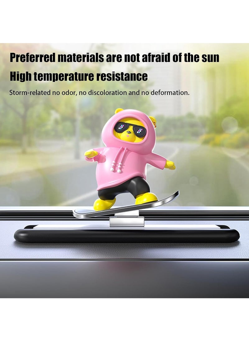 Cutie Cute Car Skateboard Sliding Teddy Ornaments Funny Sliding Bear Cute Car Deshboard Decorations Interior Decoration Accessories  - Image 5