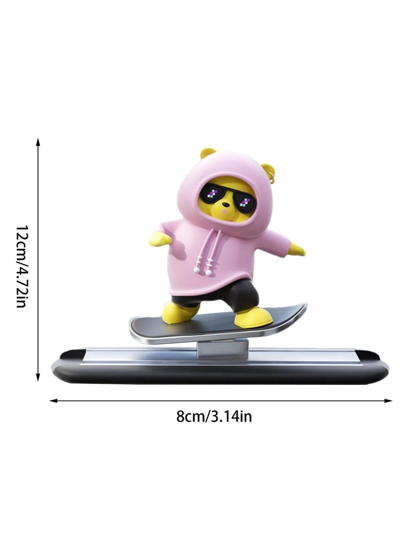 Cutie Cute Car Skateboard Sliding Teddy Ornaments Funny Sliding Bear Cute Car Deshboard Decorations Interior Decoration Accessories  - Image 2