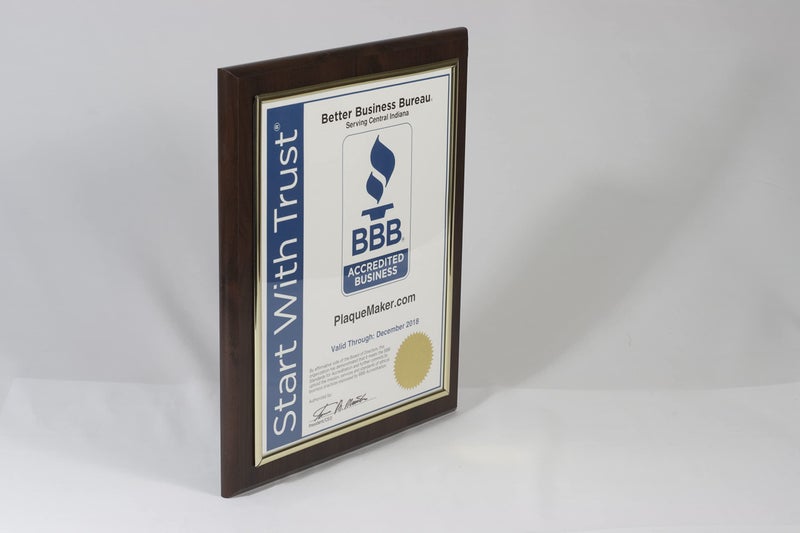 PlaqueMaker 10.5 x 13" Certificate Display Plaque - Offered in Coated Cherry Wood with an 8.5 x 11" Gold Frame - Slide in Your Diploma, Award Certificate, Award of Achievement, Class Photo, and More - Image 2