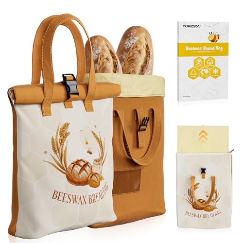 Yofidra Beeswax Bread Bag for Sourdough Homemade Bread Reusable EcoFriendly 100 Natural Beeswax Cotton Stylish Bag Design Detachable for Easy Cleaning LongLasting Freshness 2 Packs - Image 1