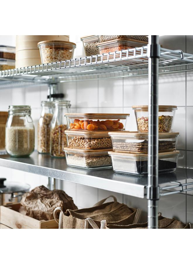 Zaboon Food container with lid, rectangular glass/bamboo, 1.0 l - Image 3