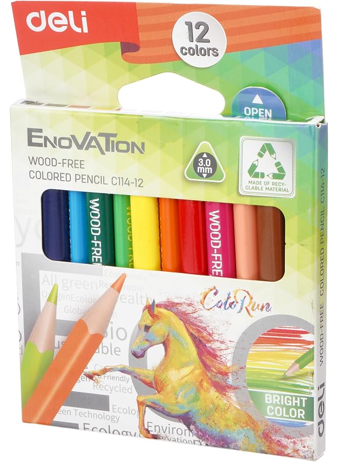 ديلي أقلام تلوين قصيرة، عبوة من 12 قطعة، متعددة الألوان - Image 1