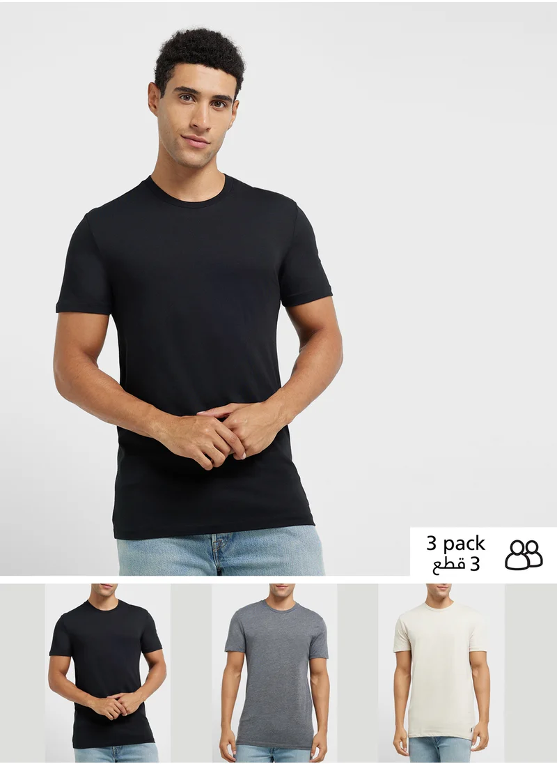 بولو رالف لورين 3 Pack Assorted Crew Neck T-Shirt