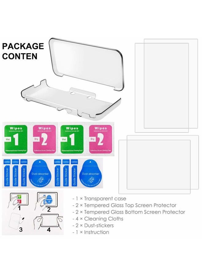AFUNTA Hard Case for NEW Nintendo 2DS XL with 2 Packs Screen Protector, Anti-Scratch Crystal Clear Case, with 4 Pcs Tempered Glass Protective Films for Top and Bottom Screen - Image 3