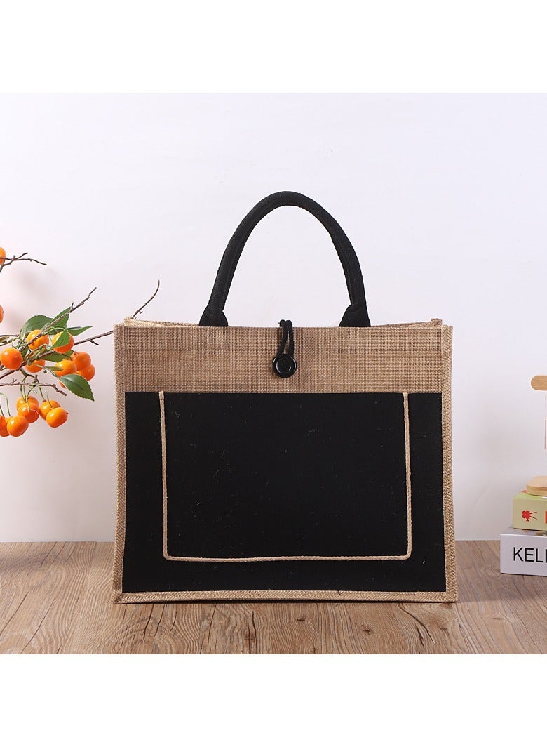 Captaintech Burlap Tote Bags, Reusable Jute Tote Beach Bags with Handles Gift Totes Grocery Bags for Women DIY Embroidery, Party - Image 1