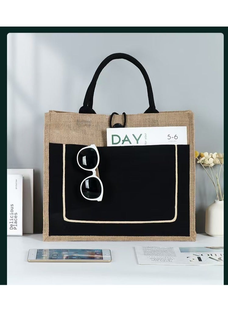 Captaintech Burlap Tote Bags, Reusable Jute Tote Beach Bags with Handles Gift Totes Grocery Bags for Women DIY Embroidery, Party - Image 2