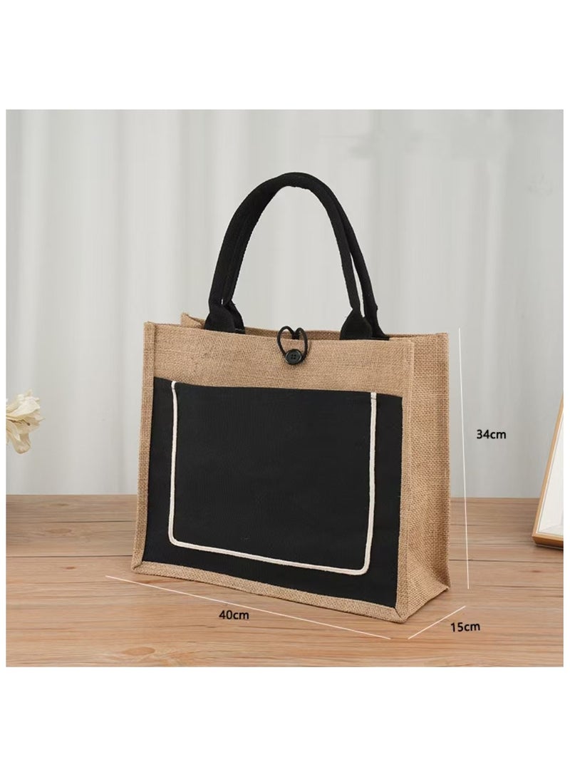 Captaintech Burlap Tote Bags, Reusable Jute Tote Beach Bags with Handles Gift Totes Grocery Bags for Women DIY Embroidery, Party - Image 3