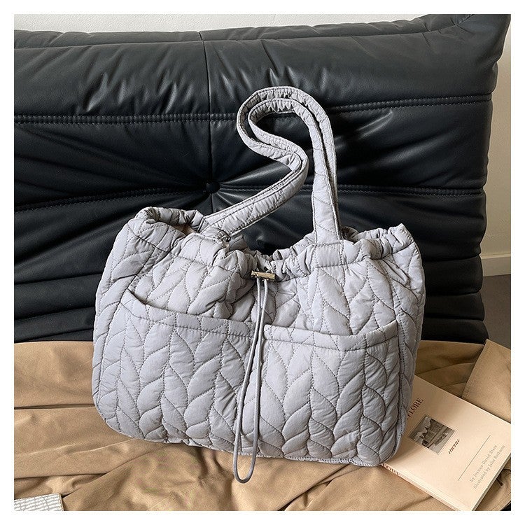 Ins Fashionable Large Capacity Tote Bag 2025 Spring New Arrival Korean Style Embroidered Rhombic Plaid Shoulder Bag High-End Sense - Image 5