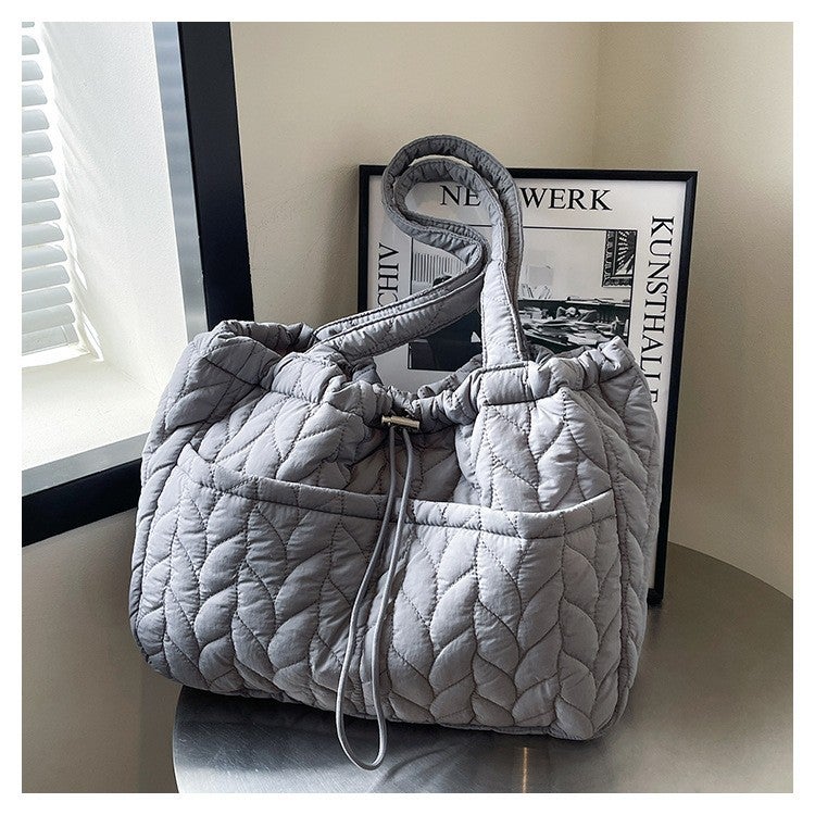 Ins Fashionable Large Capacity Tote Bag 2025 Spring New Arrival Korean Style Embroidered Rhombic Plaid Shoulder Bag High-End Sense - Image 2