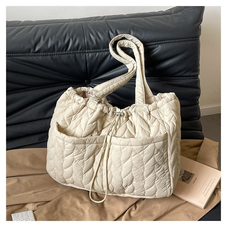 Ins Fashionable Large Capacity Tote Bag 2025 Spring New Arrival Korean Style Embroidered Rhombic Plaid Shoulder Bag High-End Sense - Image 3