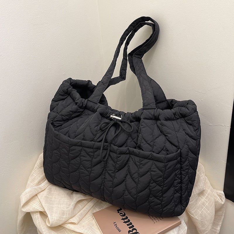 Ins Fashionable Large Capacity Tote Bag 2025 Spring New Arrival Korean Style Embroidered Rhombic Plaid Shoulder Bag High-End Sense - Image 1
