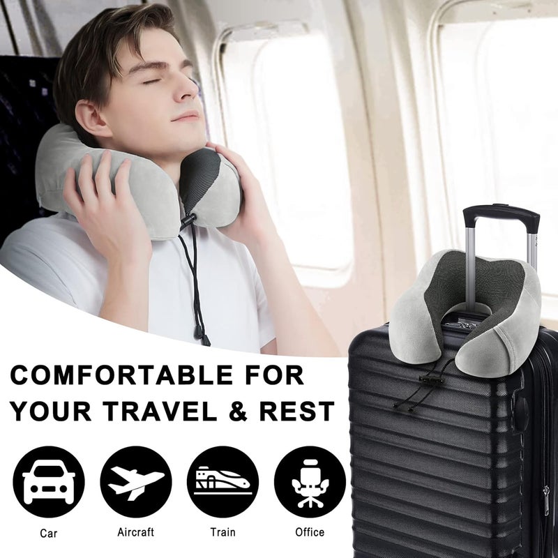 urnexttour Travel Pillow for Airplane-3 Pack Memory Foam Neck Pillows, Soft Support Travel Essentials for Travelling, Sleeping Rest, Car, Train and Home Use(Grey&Black&Blue) - Image 5