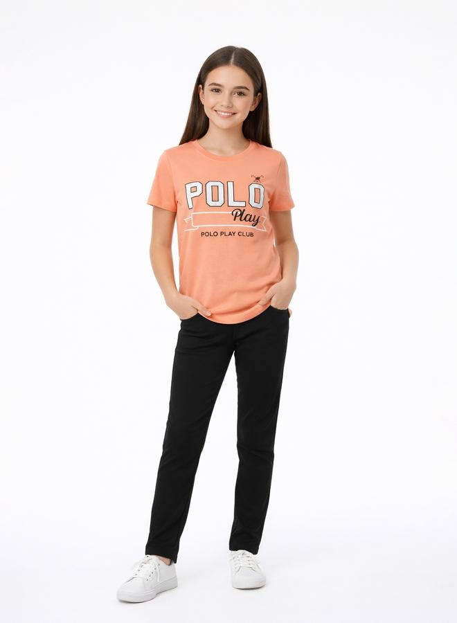 Polo Play Teen Girls Logo Print Cotton T-Shirt - Image 2