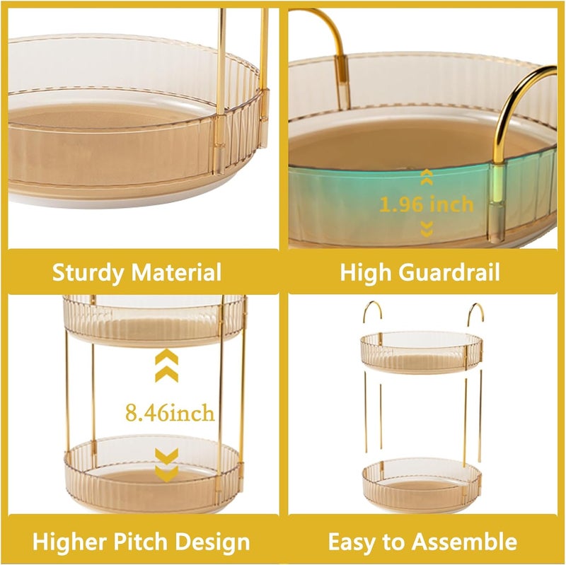 Asayuee 360 Rotating Makeup Organizer for Vanity,3 Tier Large Capacity Vanity Storage,Skincare Perfume Spinning Organizer,Bathroom Cosmetics Storage Makeup Stand Organizer (Gold-3 Tier) - Image 3