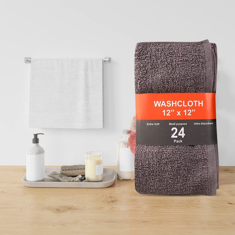 KAHAF COLLECTION 24 Pack Wash Cloths | Multicolour 100% Cotton Extra Absorbent Face Towels | Soft, Quick Dry Washcloths for Bathroom, Spa, Gym, Baby & Travel (24 Packs (12x12)) - Image 2