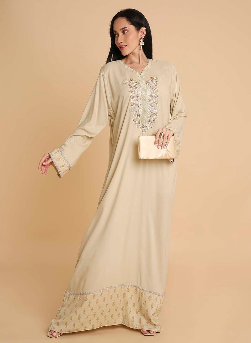 HANA & SARA Elegant and simple long arabic kaftan jalabiya dress - Image 1