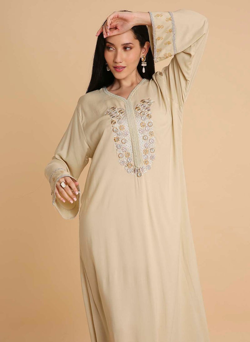 HANA & SARA Elegant and simple long arabic kaftan jalabiya dress - Image 3