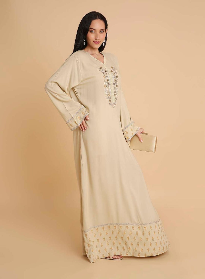 HANA & SARA Elegant and simple long arabic kaftan jalabiya dress - Image 4