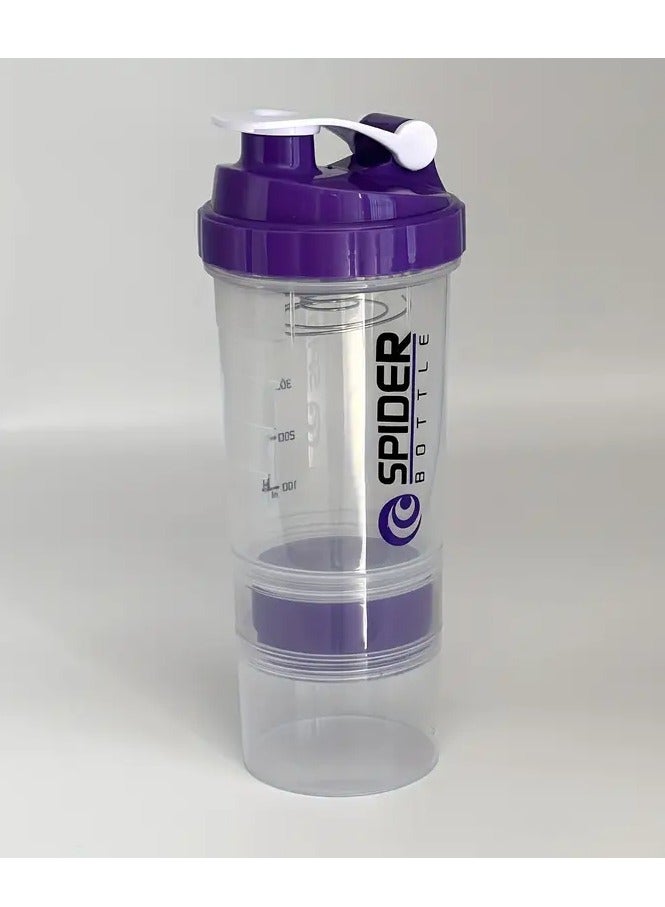 Shaker BOTTLE Portable Protein Shaker Bottle – Durable PP Material, Non-Slip Leak-Proof Design with 3-Layer Twist-Off Storage for Supplements, Pills, and Milkshakes – Perfect for Gym & Outdoor Fitness Enthusiasts (Assorted Colors) - Image 3