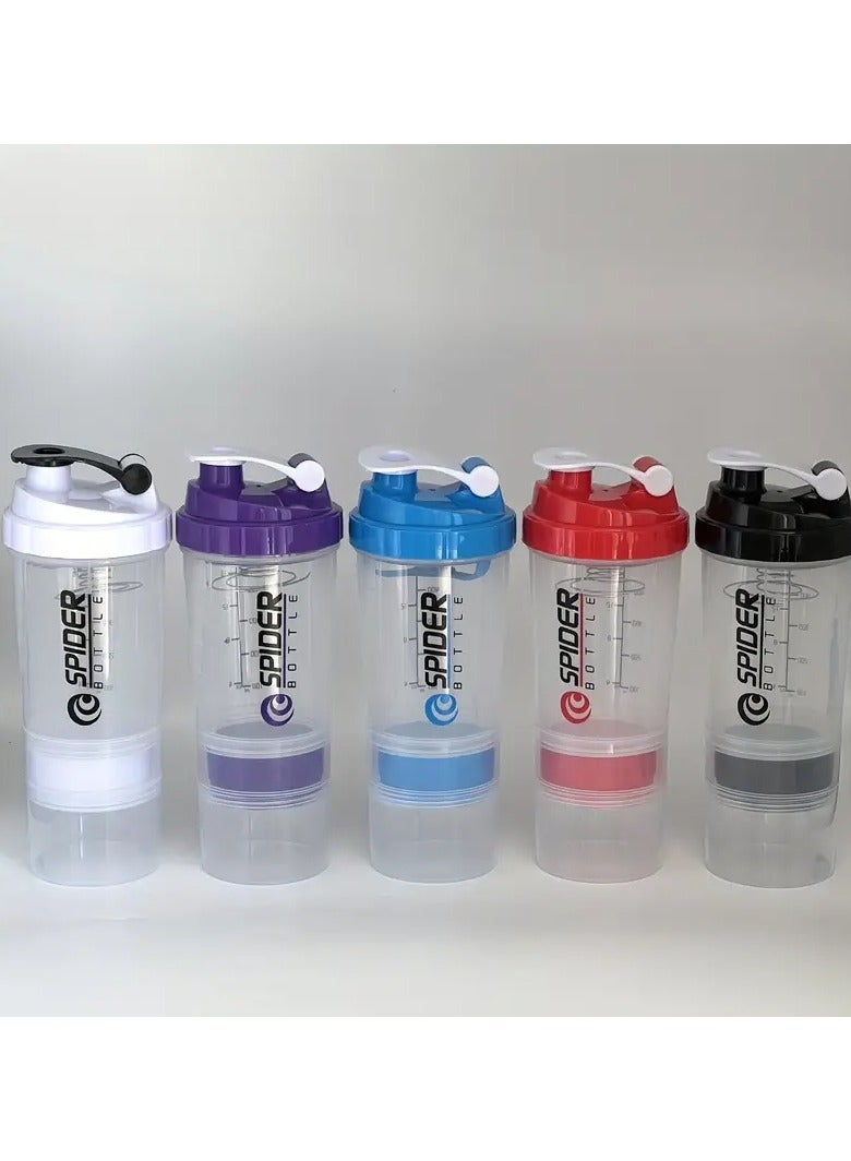 Shaker BOTTLE Portable Protein Shaker Bottle – Durable PP Material, Non-Slip Leak-Proof Design with 3-Layer Twist-Off Storage for Supplements, Pills, and Milkshakes – Perfect for Gym & Outdoor Fitness Enthusiasts (Assorted Colors) - Image 1