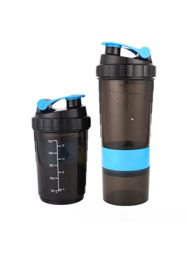 لورديكس زجاجة رج البروتين المحمولة - مصنوعة من مادة البولي بروبيلين المتينة، بتصميم مانع للانزلاق ومانع للتسرب مع مساحة تخزين ثلاثية الطبقات قابلة للفتح، للمكملات الغذائية والحبوب والميلك شيك، سعة 500 مل - مثالية لعشاق اللياقة البدنية في الصالات الرياضية والأنشطة الخارجية (ألوان متنوعة) - Image 1