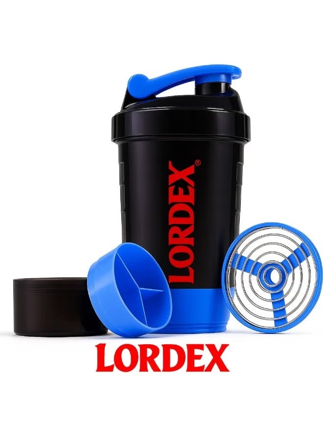 لورديكس زجاجة رج البروتين المحمولة - مصنوعة من مادة البولي بروبيلين المتينة، بتصميم مانع للانزلاق ومانع للتسرب مع مساحة تخزين ثلاثية الطبقات قابلة للفتح، للمكملات الغذائية والحبوب والميلك شيك، سعة 500 مل - مثالية لعشاق اللياقة البدنية في الصالات الرياضية والأنشطة الخارجية (ألوان متنوعة) - Image 4