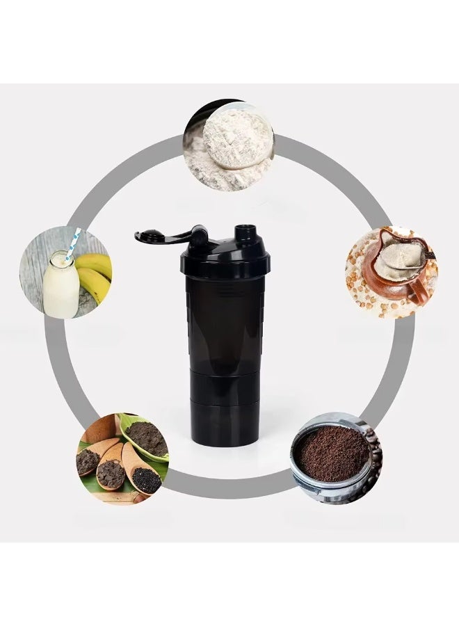 لورديكس زجاجة رج البروتين المحمولة - مصنوعة من مادة البولي بروبيلين المتينة، بتصميم مانع للانزلاق ومانع للتسرب مع مساحة تخزين ثلاثية الطبقات قابلة للفتح، للمكملات الغذائية والحبوب والميلك شيك، سعة 500 مل - مثالية لعشاق اللياقة البدنية في الصالات الرياضية والأنشطة الخارجية (ألوان متنوعة) - Image 5