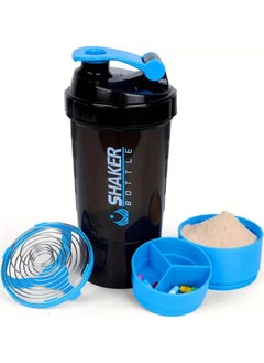 Shaker BOTTLE Portable Protein Shaker Bottle – Durable PP Material, Non-Slip Leak-Proof Design with 3-Layer Twist-Off Storage for Supplements, Pills, and Milkshakes – Perfect for Gym & Outdoor Fitness Enthusiasts (Assorted Colors)  - Image 1