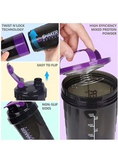 Shaker BOTTLE Portable Protein Shaker Bottle – Durable PP Material, Non-Slip Leak-Proof Design with 3-Layer Twist-Off Storage for Supplements, Pills, and Milkshakes – Perfect for Gym & Outdoor Fitness Enthusiasts (Assorted Colors)  - Image 4