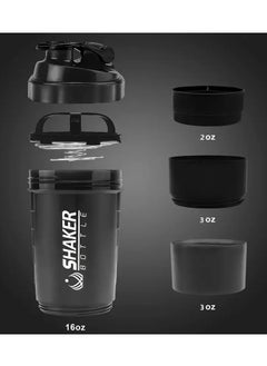 Shaker BOTTLE Portable Protein Shaker Bottle – Durable PP Material, Non-Slip Leak-Proof Design with 3-Layer Twist-Off Storage for Supplements, Pills, and Milkshakes – Perfect for Gym & Outdoor Fitness Enthusiasts (Assorted Colors)  - Image 3