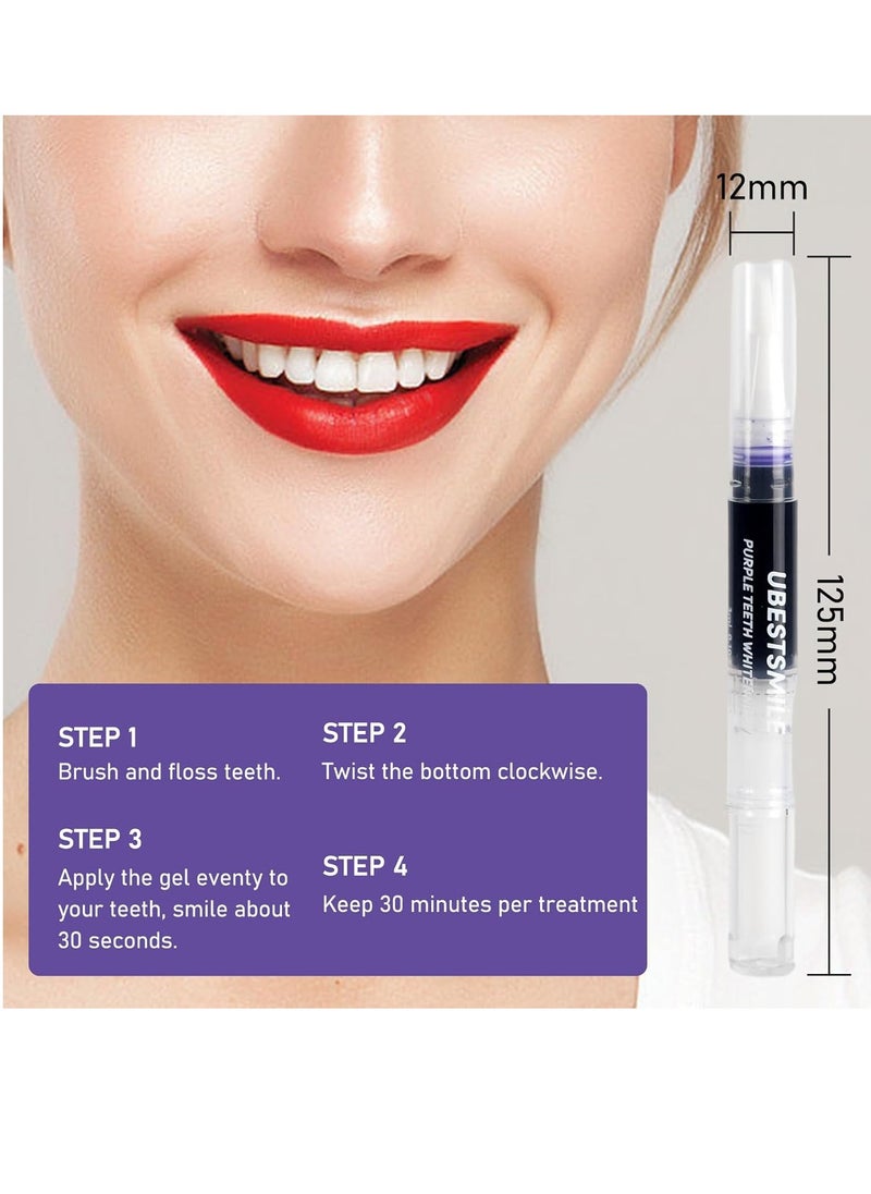 UBESTSMILE 3 Pcs Purple Teeth Whitening Pen Purple Toothpaste for Teeth Whitening V34 Color Corrector Toothpaste Purple Toothpaste Whitening Teeth Whitening Kit for Sensitive Teeth with Pap  - Image 3