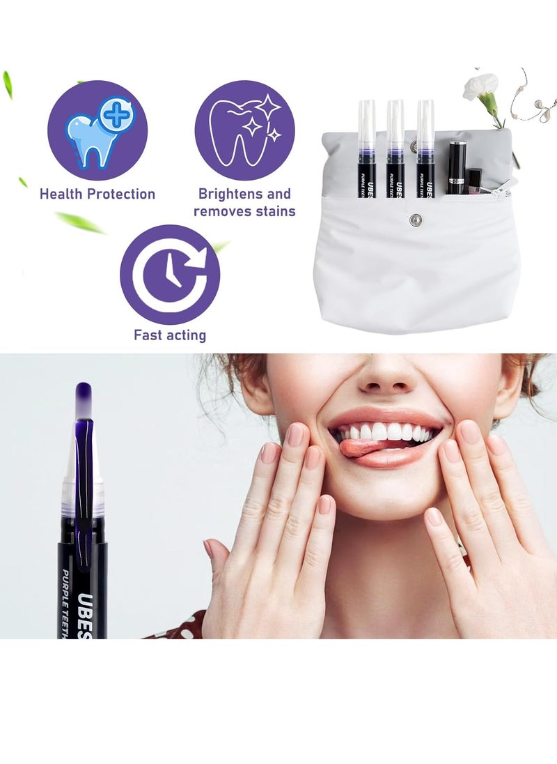 UBESTSMILE 3 Pcs Purple Teeth Whitening Pen Purple Toothpaste for Teeth Whitening V34 Color Corrector Toothpaste Purple Toothpaste Whitening Teeth Whitening Kit for Sensitive Teeth with Pap  - Image 5