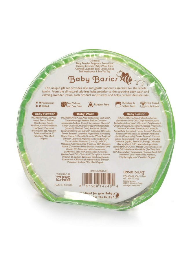 Little Twig Baby Basics Baby Powder Plus Baby Wash And Lotion Washcloth And Tub Toy Gift Set Lavender/Unscented 1.9 Pound  - Image 3