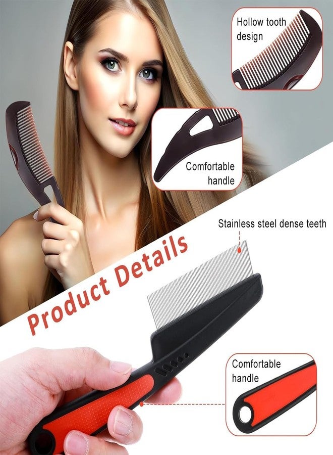 Hexwell مجموعة أمشاط هيكسويل لإزالة القشرة، مشط ذو أسنان دقيقة من الفولاذ المقاوم للصدأ لتدليك فروة الرأس وإزالة القمل، تنظيف ذاتي لفروة الرأس. - Image 5