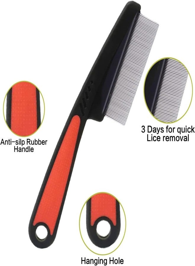 Hexwell مجموعة أمشاط هيكسويل لإزالة القشرة، مشط ذو أسنان دقيقة من الفولاذ المقاوم للصدأ لتدليك فروة الرأس وإزالة القمل، تنظيف ذاتي لفروة الرأس. - Image 3