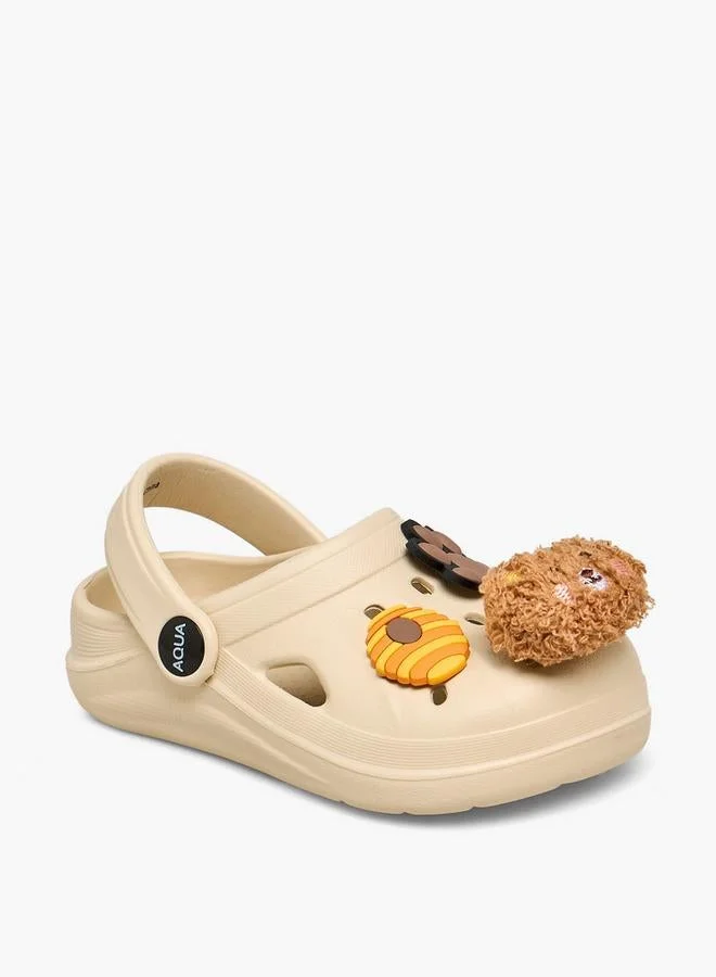 أكوا Girls Bear Applique Clogs