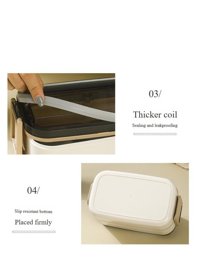 Healthy Tableware Bento Box, Microwave Oven Heating, Heat Preservation, Double-layer Plastic Lunch Box, Food Grade Portable Student Lunch Box,SUS 304,With Tableware+Insulation Bag 1400ML  - Image 3