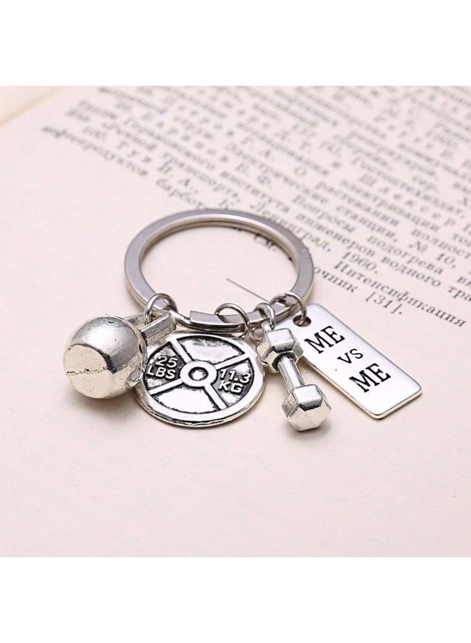 RINHOO Stainless Steel Fitness Gym Charm Keychains Quotes Weight Plate Dumbbell Kettlebell CharmsKeyring, 3pc/Set, 01 - Image 4