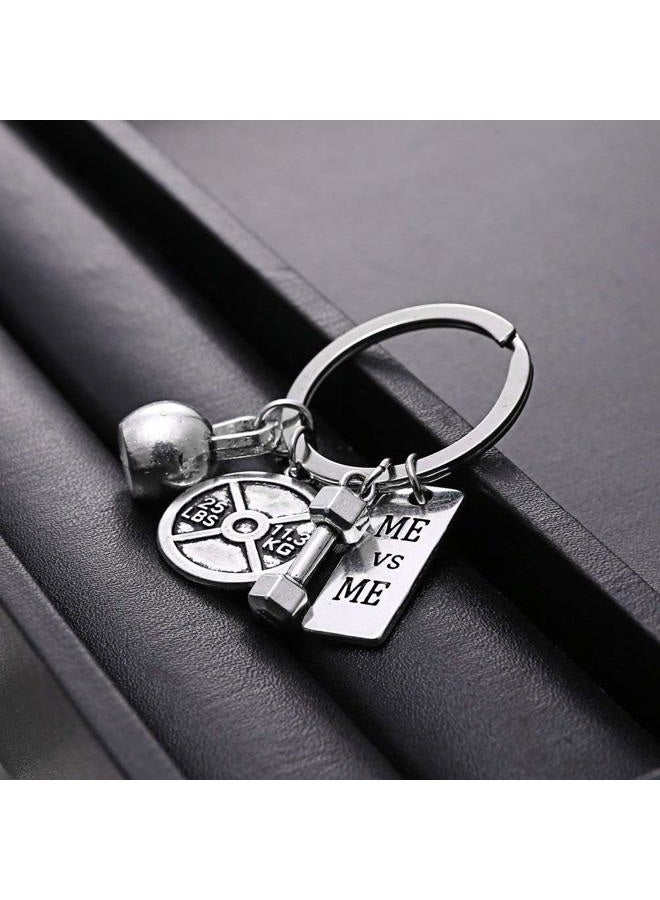 RINHOO Stainless Steel Fitness Gym Charm Keychains Quotes Weight Plate Dumbbell Kettlebell CharmsKeyring, 3pc/Set, 01 - Image 5