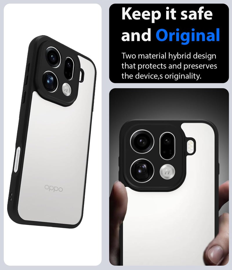 KAPAVER Essential Back Cover Case Compatible with Oppo Find X9 Pro (PC+TPU) (Black) - Image 3
