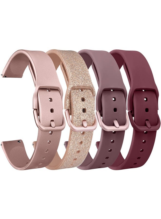 Meliya ID208 Plus Smart Watch Bands, 22mm Soft Silicone Bands for Fitpolo/Quican/Aeac/Tensky ID208 Plus Smartwatch Replacement Wristband Adjustable Straps (Wine Red+Rose Gold+Shine Rose Gold+Smoke Purple) - Image 1