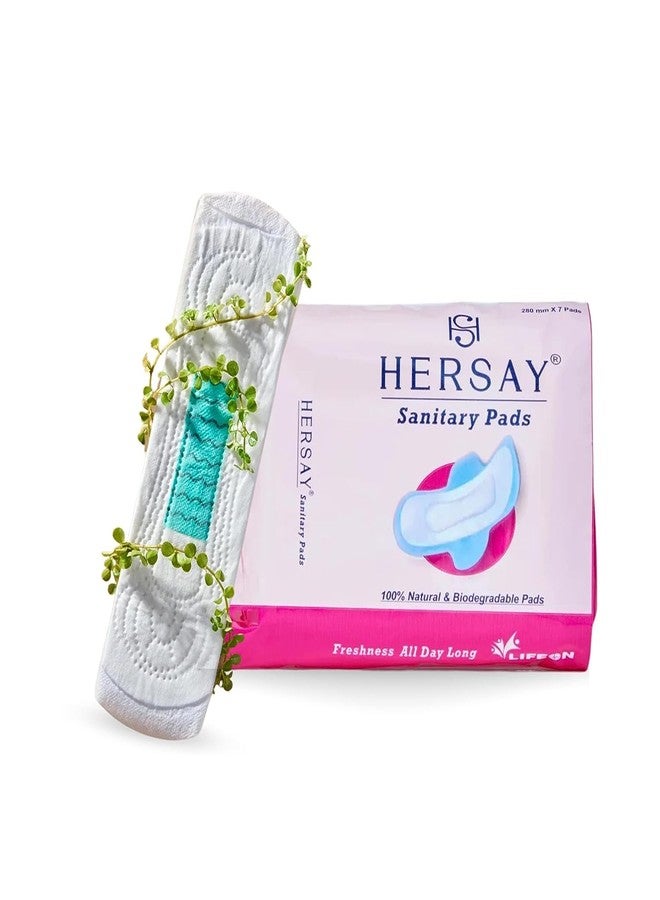 Hersay Sanitary Pads For Women | 100% Natural | Thin & Safe pads | Maximum Absorption, Extra Coverage & Leakage Protection | Free From Rashes & Irritation | Pack of 5 (7 pads each) | 35 pads - Image 1