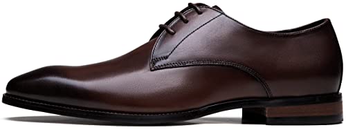 Jousen Men's Dress Shoes Leather Modern Formal Business Oxford Shoes Plain Toe Classic Dress Shoes for Men (AMY9216 Darkbrown 9) - Image 1