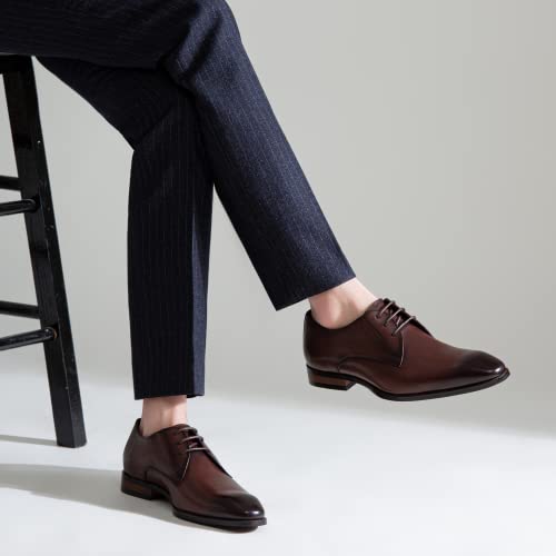 Jousen Men's Dress Shoes Leather Modern Formal Business Oxford Shoes Plain Toe Classic Dress Shoes for Men (AMY9216 Darkbrown 9) - Image 2