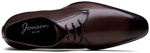 Jousen Men's Dress Shoes Leather Modern Formal Business Oxford Shoes Plain Toe Classic Dress Shoes for Men (AMY9216 Darkbrown 9) - Image 5