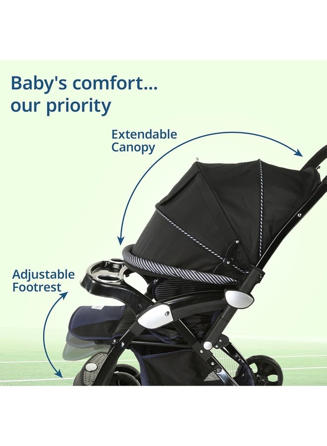 Luvlap Galaxy Baby Stroller, Pram for Baby with 5 Point Safety Harness, Spacious Cushioned seat with Multi Level seat Recline, Easy Fold, Lightweight Stroller for 0 to 3 Years (Black) - Image 2