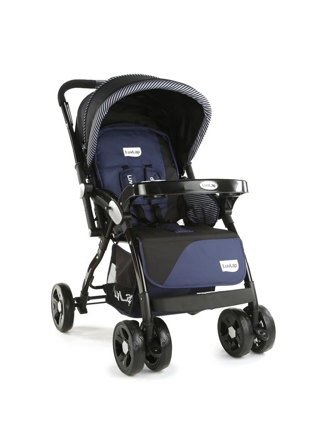 Luvlap Galaxy Baby Stroller, Pram for Baby with 5 Point Safety Harness, Spacious Cushioned seat with Multi Level seat Recline, Easy Fold, Lightweight Stroller for 0 to 3 Years (Black) - Image 1